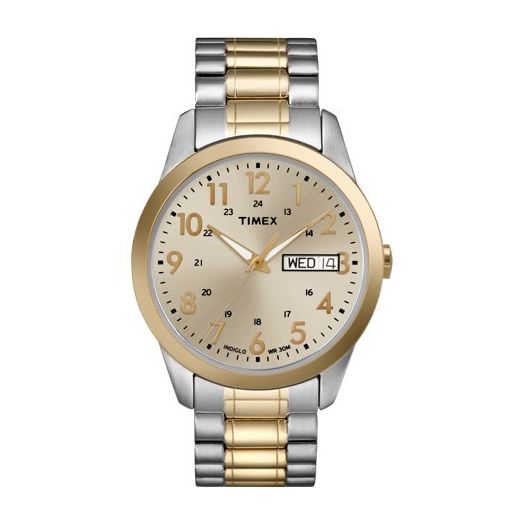 Timex Men's South Street Sport Champagne Dial Watch, Extra Long Stainless Steel Expansion Band
