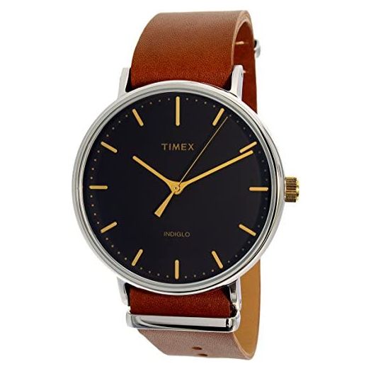 Timex Men's Weekender Fairfield TW2P97900 Brown Leather Quartz Dress Watch