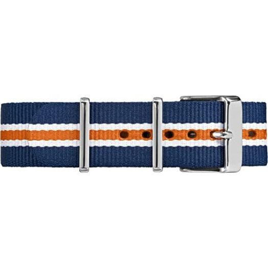 Timex TW7C07200 20mm Blue/White/Orange Stripe Fabric Double-Layered Slip-Thru Strap
