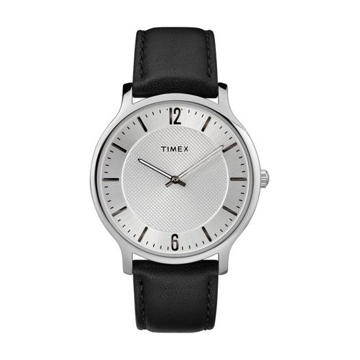 Timex Men's Metropolitan 40mm Black/Silver-Tone Watch, Leather Strap