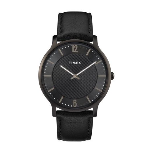 Timex Men's Metropolitan 40mm Black Watch, Leather Strap