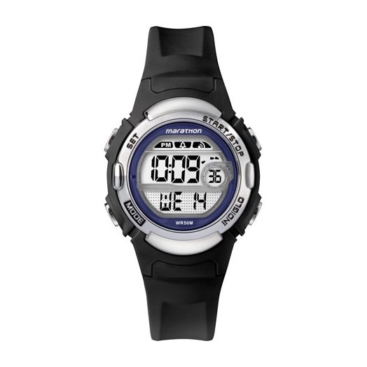 Marathon by Timex Women's Digital Mid-Size Black/Purple Watch, Resin Strap