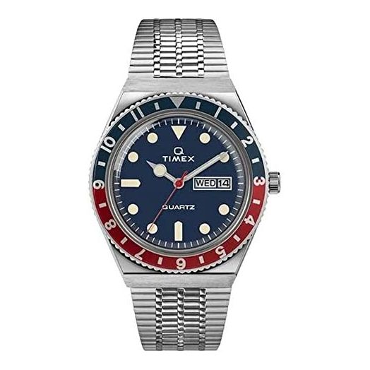 Timex 38 mm Q Timex Reissue Stainless Steel Case Blue Dial Stainless Steel Bracelet