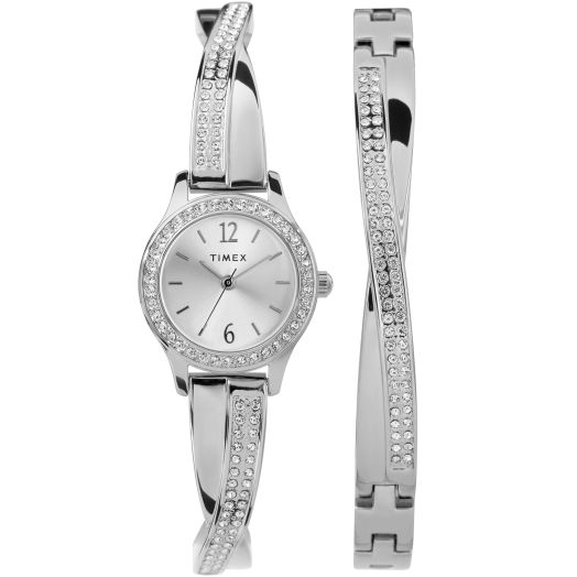 Timex Women's Dress Crystal 19mm Watch & Bracelet Gift Set