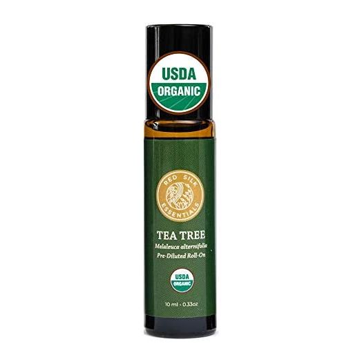 Organic Tea Tree Essential Oil Roll 50/50, 100% Pure USDA Certified – Clear Skin, Healthy Toenails, Wound Care - 10 ml