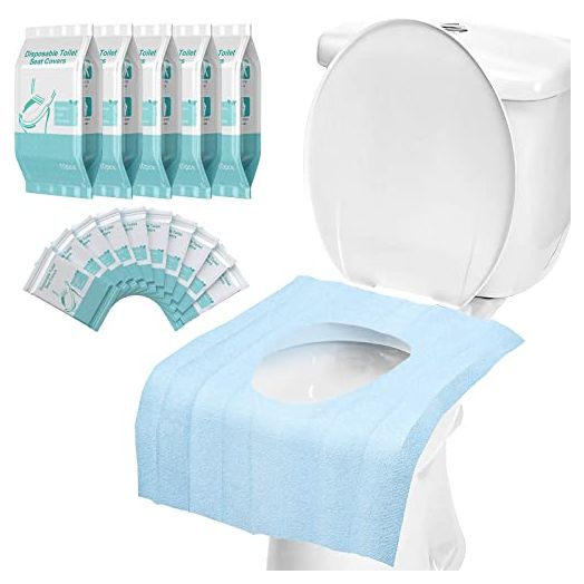 50 Pack Toilet Seat Covers Disposable - Waterproof 16x24 Inch Extra Large Individually Wrapped Toilet Seat Shields Travel Accessories for Adults Kids