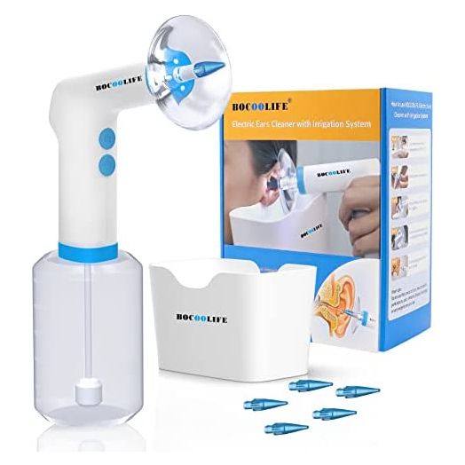BOCOOLIFE Electric Ear Wax Remove Removal, Ear Irrigation System Kit, Ear Irrigation Cleaner, Ear Cerumen Wax Washer, Safe and Easy Ear Cleaning with 4 Pressure Levels,5 Disposable Tips & Ear Basin