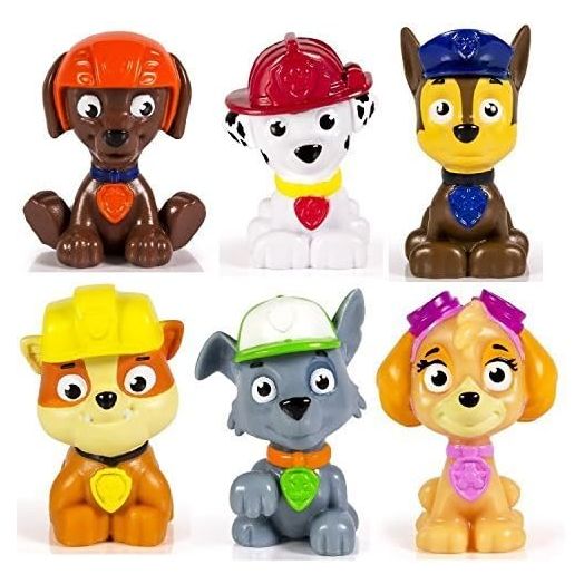 Kids Paw Patrol Mini Figures Set of 6 - Rocky, Zuma, Skye, Rubble, Marshall & Chase