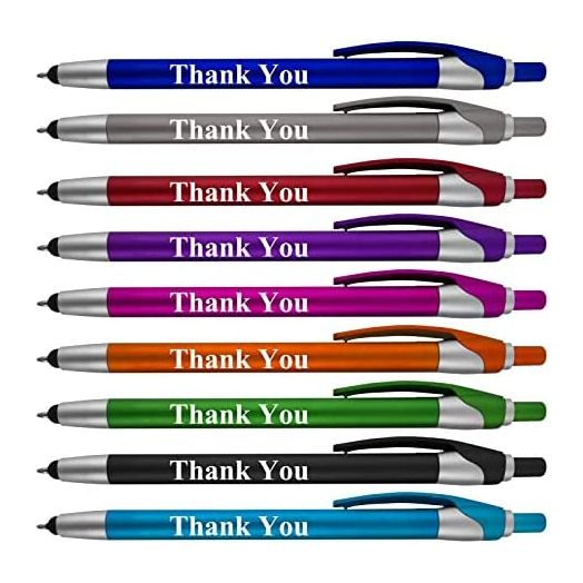 Thank You Greeting Gift Stylus Pens for Touchscreen Devices - 2 in 1 Combo Pen - for Employee Appreciation, Events and Parties, 50 Pack