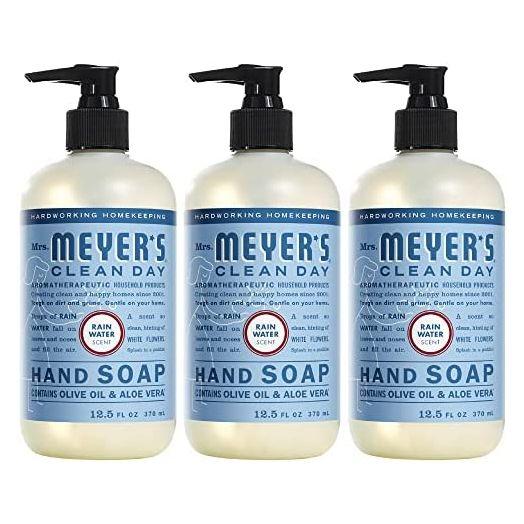 Mrs. Meyer's Hand Soap, Made with Essential Oils, Biodegradable Formula, Rain Water, 12.5 fl. oz - Pack of 3