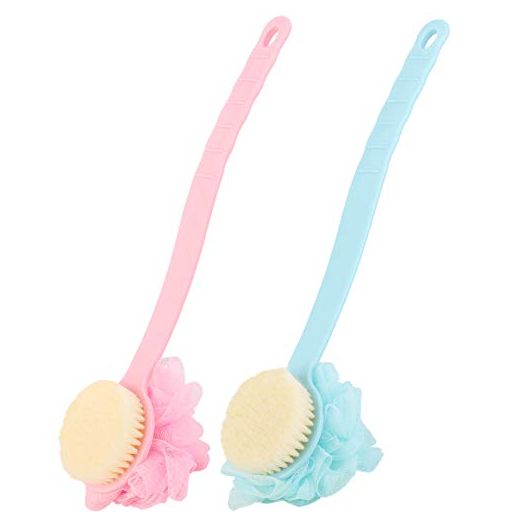 Tbestmax Loofah Back Scrubber Long Handle Shower Body Brush with Soft Mesh Sponge for Women Skin Exfoliating Bath, Massage