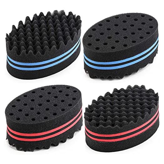 4 Pcs Small Holes Hair Twist Sponge Barber Brush For Dreads Locking Twist Afro Curl Coil Comb Care Tool