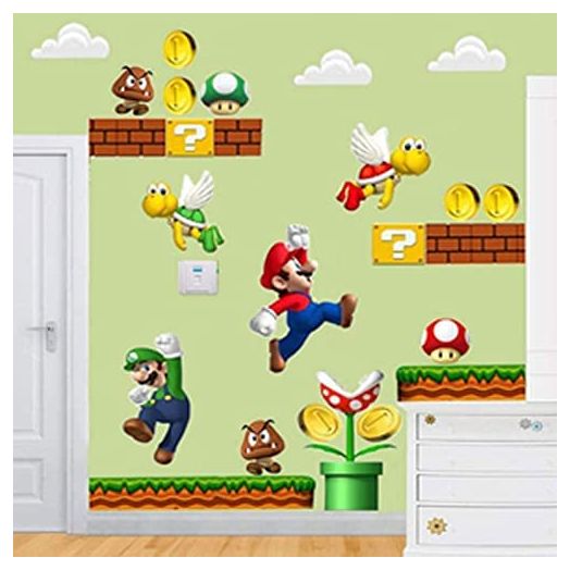 SchwartsCount-Super Mario Brothers Wall Decals - Super Mario Build a Scene Vinyl Wall Stickers - Mural Wall Decor Kids Room -Removable Peel and Stick