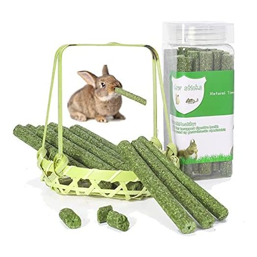 Natural Timothy Hay Sticks, Natural Apple Sticks, Natural Grass Cake, Timothy Molar Rod for Small Animals, Rabbits Chinchilla Hamsters Guinea Pigs Gerbils Groundhog Squirrels (Timothy)