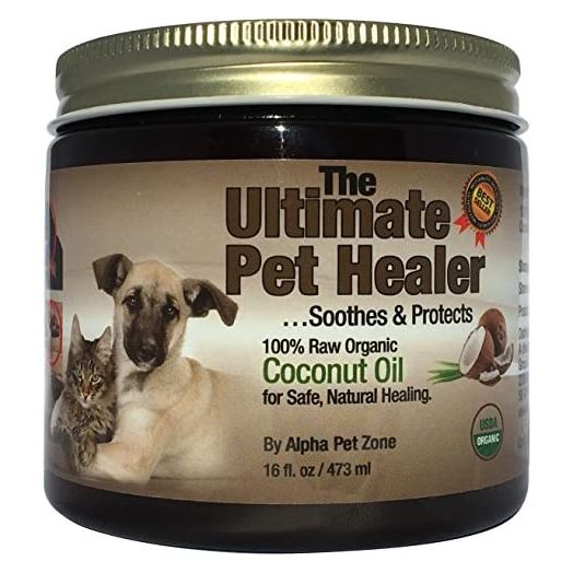 Alpha Pet Zone Organic Coconut Oil for Dogs & Cats, 16 Ounce, Treatment for Itchy Skin, Dry Elbows, Paws and Nose