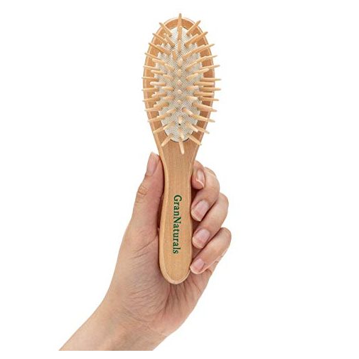 Small Hair Brush for Purse - Wooden Bristle Detangler Hairbrush For Detangling Women, Men & Kids Wet or Dry Hair - Natural Wood Handle & Bristles - Travel Size and Fits in Pocket or Purse