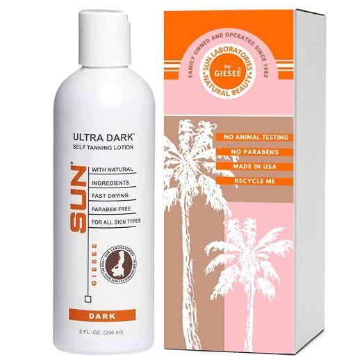 Sun Laboratories Ultra Dark Self-Tanning Lotion for Body and Face - Sunless Tan Golden Glow - Dark - 8 fl oz Bottle