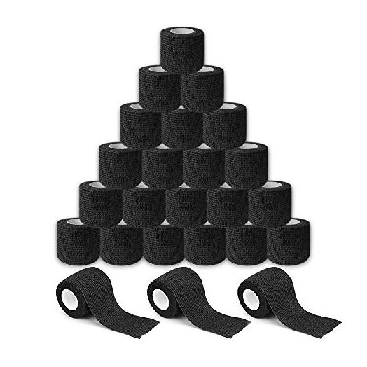 Tattoo Sensi Wrap Grip Cover BISIBITA2 Self Bandage Rolls Sports Adherent Tape 2-inch x 5-Yards (24pcs) (Black)