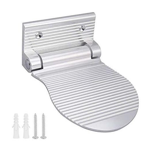 Shower Foot Rest, Shaving & Washing Foot Rest, Heavy Duty Aluminum Alloy Shaving Shelf Fold-Up Shower Foot Rest for Shaving Legs Shower Combo Set (Silvery)