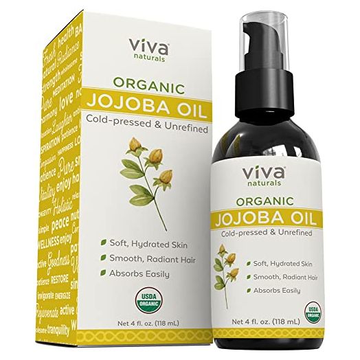 Jojoba Oil Organic Cold Pressed Unrefined - 100% Pure Jojoba Oil for Skin, Natural Face Moisturizer and Hair Moisturizer, USDA Certified Organic Face Oil for Skin Care DIY, 4 fl. oz