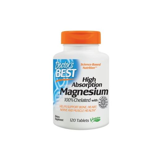 Doctor's Best High Absorption Magnesium Glycinate Lysinate, 100% Chelated, Non-GMO, Vegan, Gluten Free, Soy Free, 200 mg, 120 Tablets