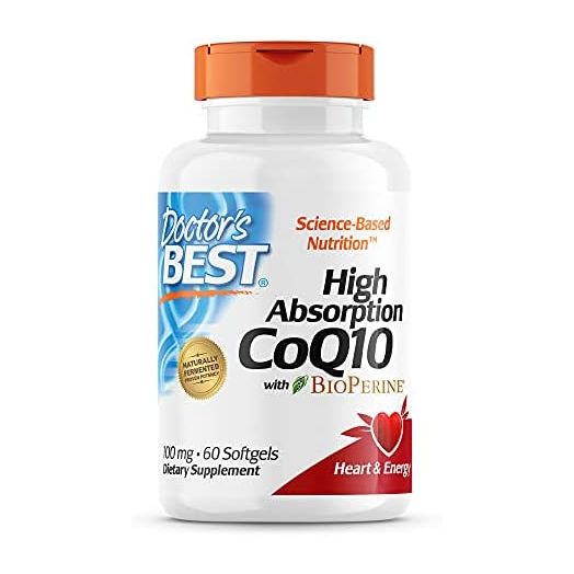 Doctor's Best High Absorption CoQ10 with BioPerine, Gluten Free Naturally Fermented, Heart Health & Energy Production, 100 mg, 60 SoFtgels