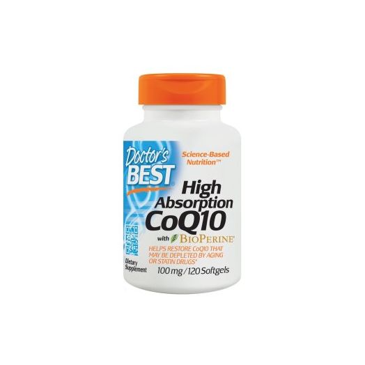 Doctor's Best High Absorption CoQ10 with BioPerine, Gluten Free, Naturally Fermented, Heart Health, Energy Production,100 mg 120 Softgels