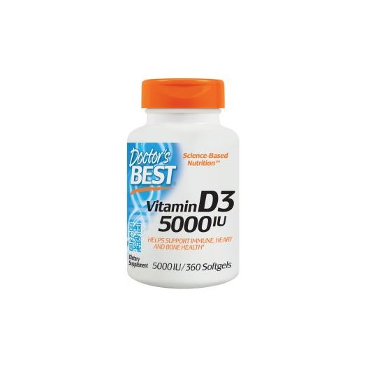 Doctor's Best Vitamin D3 5000IU, Non-GMO, Gluten Free, Soy Free, Regulates Immune Function, Supports Healthy Bones, 360 Softgels