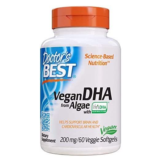 Doctor's Best Vegetarian DHA from Algae, Non-GMO, Vegan, Gluten Free, 200 mg, 60 Count