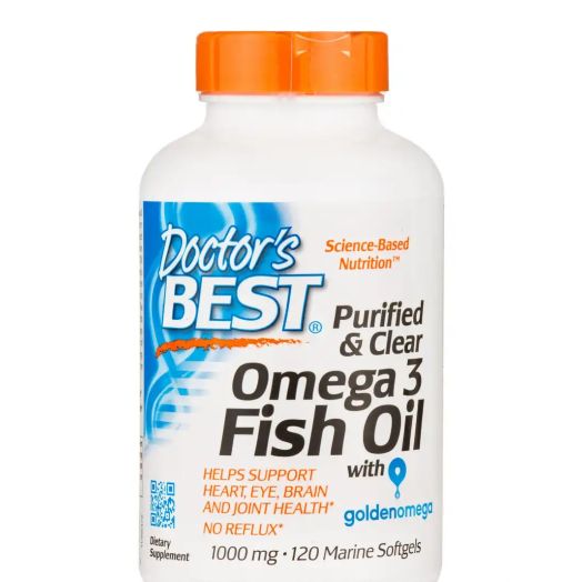 Doctor's Best Purified & Clear Omega 3 Fish Oil 1000 mg - 120 Marine Softgels