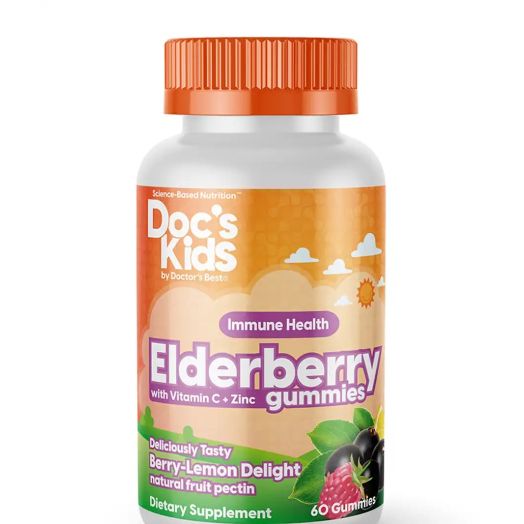 Doctor's Best Doc's Kids Elderberry with Vitamin C & Zinc Gummies, Berry-Lemon Flavor - 60 Gummies