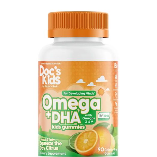 Doctor's Best Doc's Kids Omega + DHA Gummies, Citrus Flavor - 90 Gummies