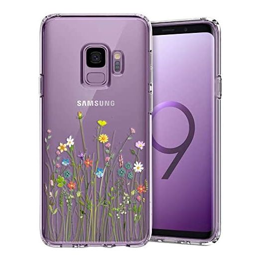 Unov Galaxy S9 Case Clear with Design Soft TPU Shock Absorption Slim Embossed Floral Pattern Protective Back Cover for Galaxy S9 (Flower Bouquet)