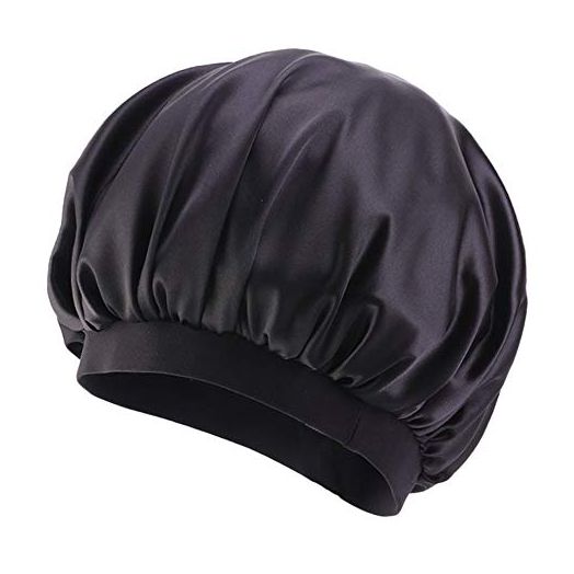 Elastic Band Large Silky Sleep Hair Bonnet Satin Sleeping Cap for Women Long Thick Hair