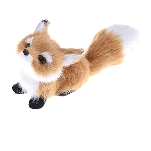 Simulation Brown Fox Toy Furs Squatting Fox Model Home Decoration Animals World with Static Action Figures Plush Mini Fox (Pitching)