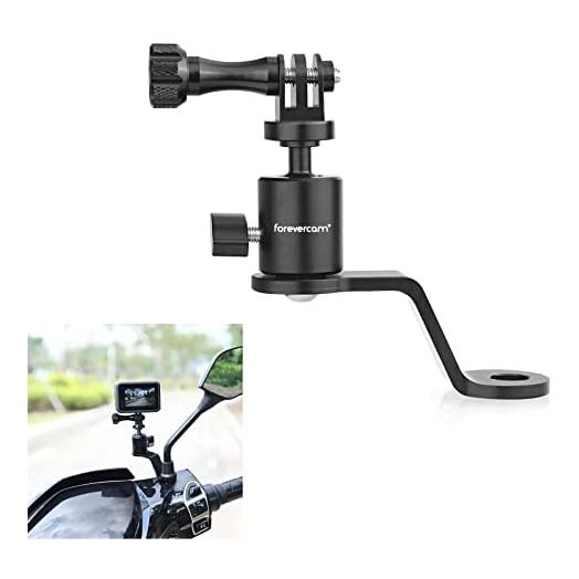 Forevercam Motorcycle Rearview Mirror Mount Bracket Holder with 360 Degree Rotation &10mm Hole , Perfect Compatible GoPro APEMAN TENKER Campark DJI Osmo Action and More, Expert for Camera Mount