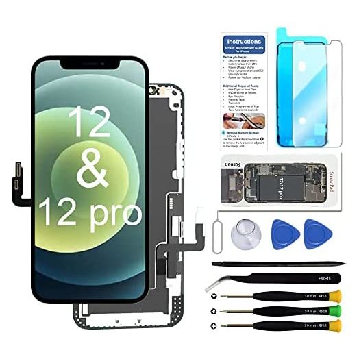 for iPhone 12/12 Pro Screen Replacement 6.1 inch, 3D Touch LCD Display Digitizer Touch Screen Assembly with Repair Tools, Compatible with iPhone 12/12 Pro 6.1 inch