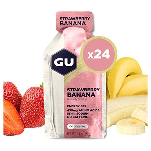 GU Energy Original Sports Nutrition Energy Gel, 24-Count, Strawberry Banana
