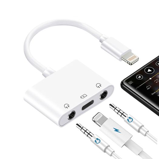 Dual 3.5mm Headphone Jack Adapter for iPhone iPad 3 in 1 Earphone Jack Audio and Charging Adapter Lightning to Headphone Splitter for iPhone 14/13/12/11/X /8/7 Plug & Play