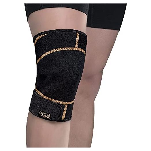 Copper Fit unisex adult Rapid Relief Knee Wrap with Hold/Cold Therapy Abdominal Support, Black, Adjustable