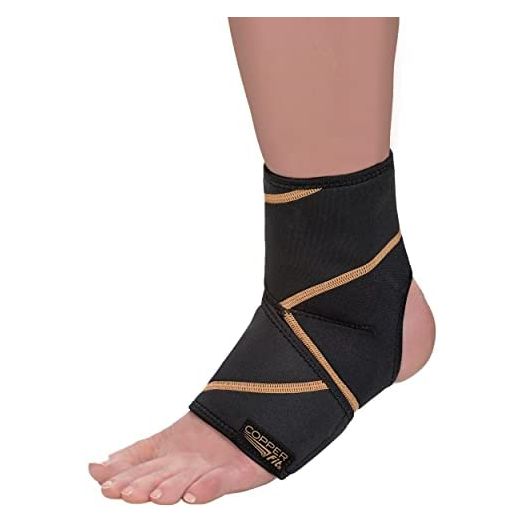 Copper Fit unisex adult Rapid Relief & Hot/Cold Ankle Foot Wrap with Hot Cold Pack, Black, One Size Fits Most US