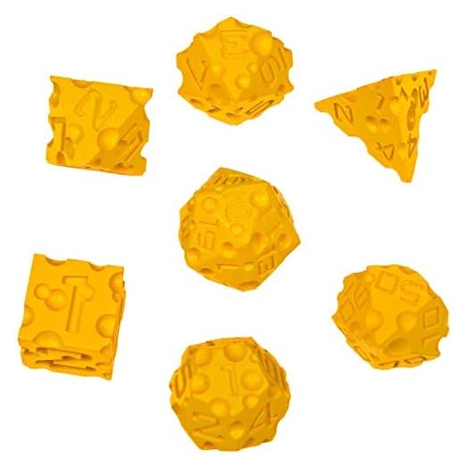 DND Cheese Dice 3D Printed 7PCS Polyhedral Food Themed Dice Set