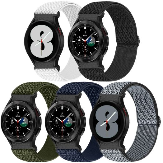 5 Pack No Gap Bands Compatible with Samsung Galaxy Watch 6/5/ 4 40mm 44mm/ Watch 5 Pro 45mm/Galaxy Watch 4/6 Classic 42mm 43mm 46mm 47mm, 20mm Elastic Nylon Sport Band for Women Men(GB)