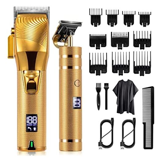 Hair Clippers for Men, Professional Hair Trimmer Set Cordless Barber Clippers Beard Trimmer Hair Cutting Kit Rechargeable T Outliner Shaver Zero Gapped Haircut Grooming Kit Gifts for Men