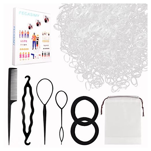 Tiny Rubber Bands Mini Hair Ties Hair Braiding Tools Toddler Comb, 2pcs Jumbo Seamless Hair Ties, Ponytail Holders for Thick Hair Rubber Band Hair Clear Hair Elastics, 1000pcs