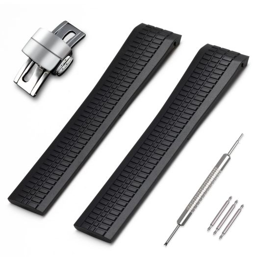 CWYTTZQ 21mm Fluorine Rubber Strap for Patek Philippe Aquanaut 5164A 5167A PP Silicone Watch Band Accessories(Black