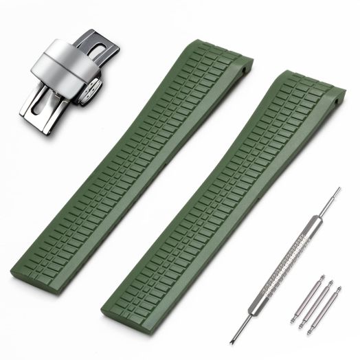 CWYTTZQ 21mm Fluorine Rubber Strap for Patek Philippe Aquanaut 5164A 5167A PP Silicone Watch Band Accessories(Green