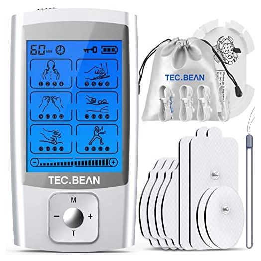 TEC.Bean Tens Unit for Pain Management and Rehabilitation with 24 Modes and 8 Pads Pulse Impulse Massager Great for Treating Pain and Muscle Relief