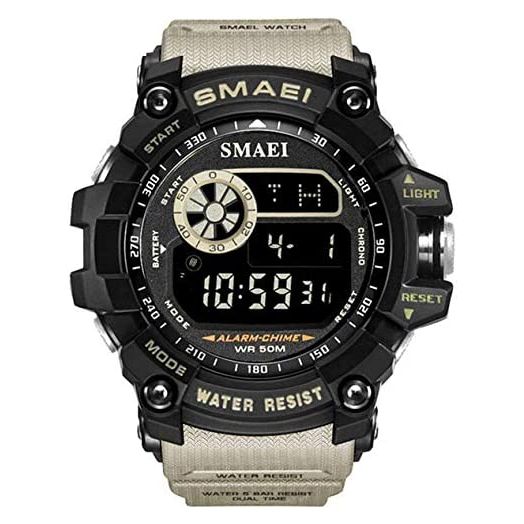 Men Large Dial Digital Watch Outdoor Militray Sport Watch with LED Backlight Stopwatch Waterproof Watch