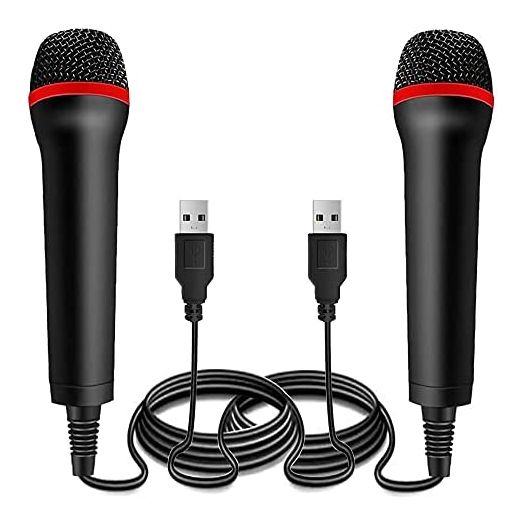 2Pack 13ft Wired USB Microphone for Rock Band, Guitar Hero, Let's Sing - Compatible with PS2, PS3, PS4, PS5, Switch, Wii, Wii U, Microsoft Xbox 360, Xbox One and PC